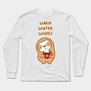 Warm Winter Wishes Hot Cocoa Sloth Long Sleeve T-Shirt